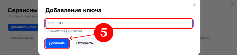 Вводим имя ключа OPE.LOG